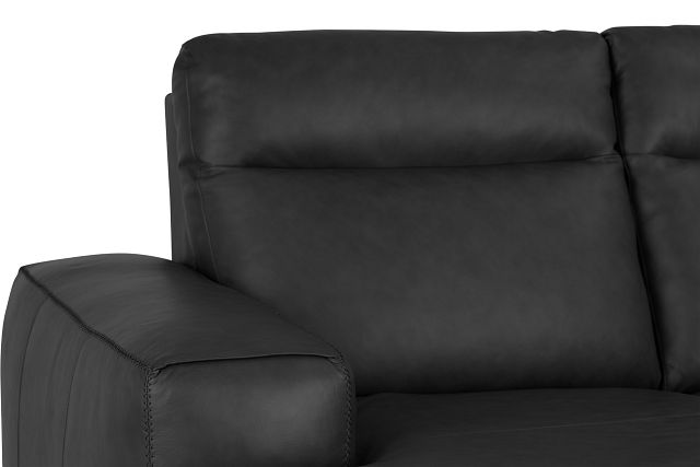 Elba Dark Gray Leather Large Dual Power Left Chaise Sectional
