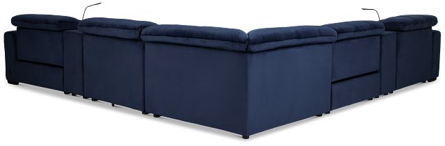 Gemma Navy Velvet Large Dual Power Left Chaise Sectional