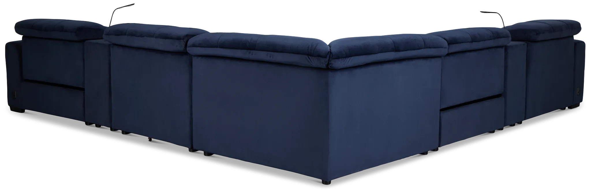 Gemma Navy Velvet Large Dual Power Left Chaise Sectional
