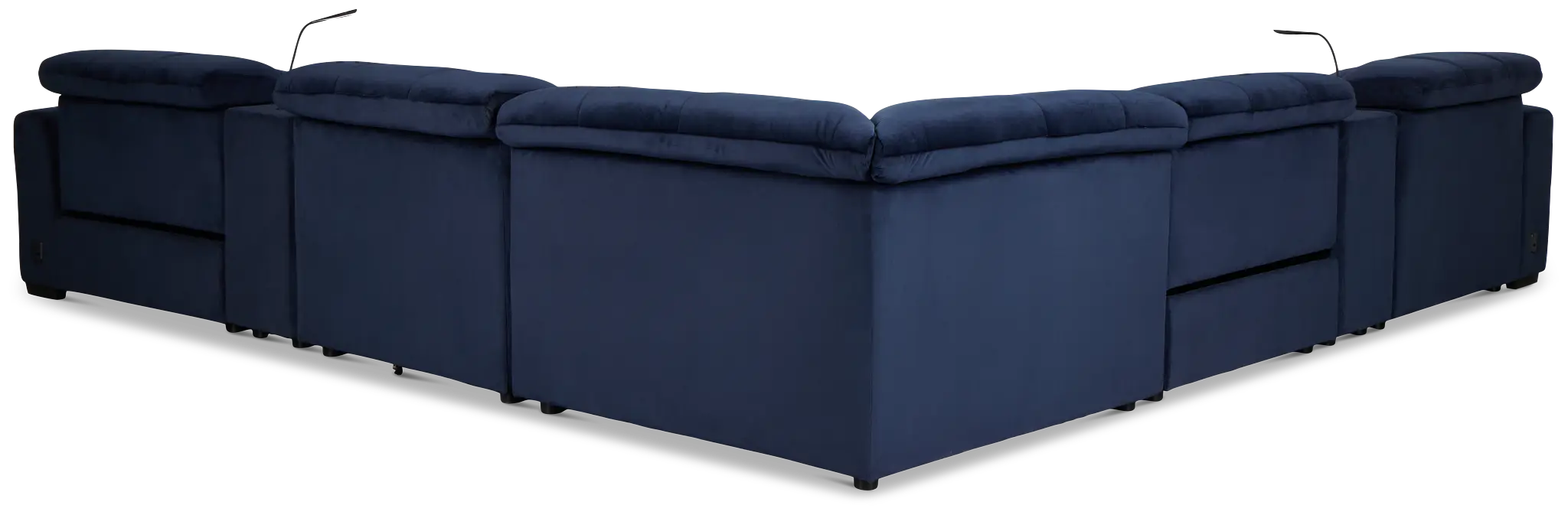 Gemma Navy Velvet Large Dual Power Left Chaise Sectional Gemma Navy Velvet Large Dual Power Left Chaise Sectional