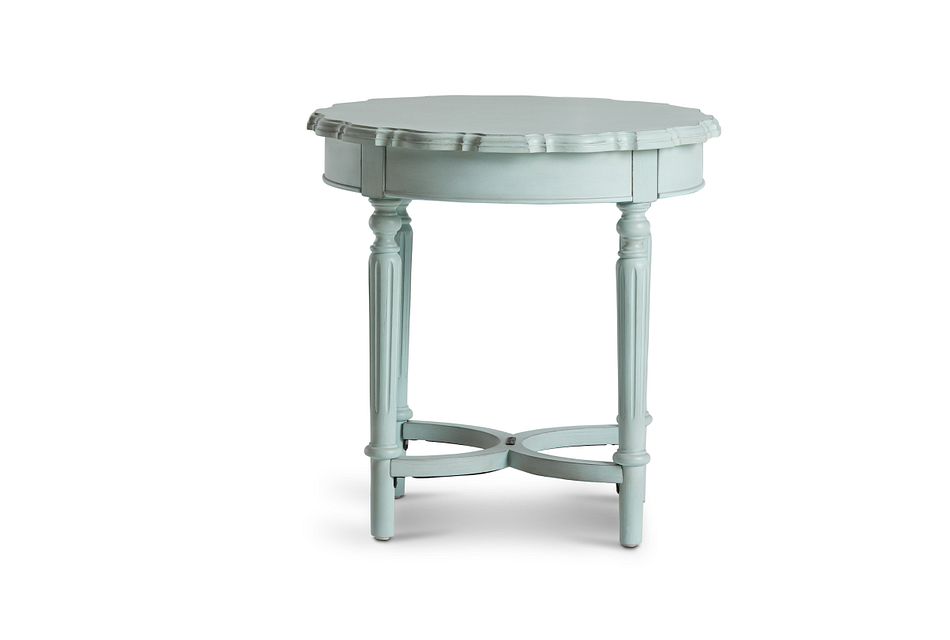 Pie Crust Light Blue Short End Table Living Room End Tables City Furniture