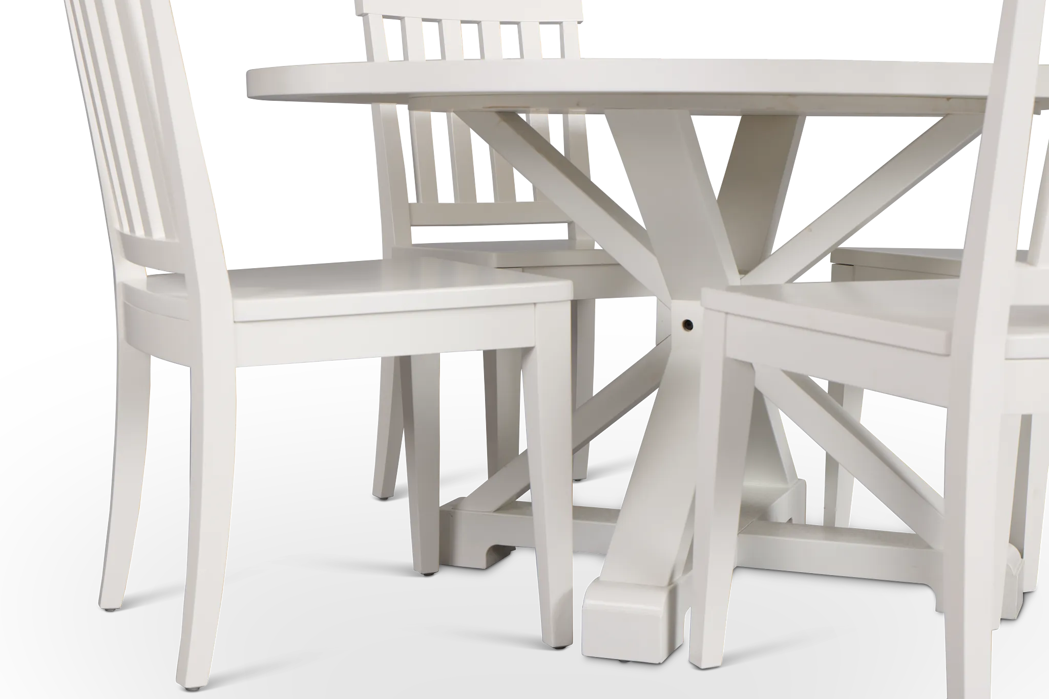 Nantucket White Round Table & 4 White Wood Chairs