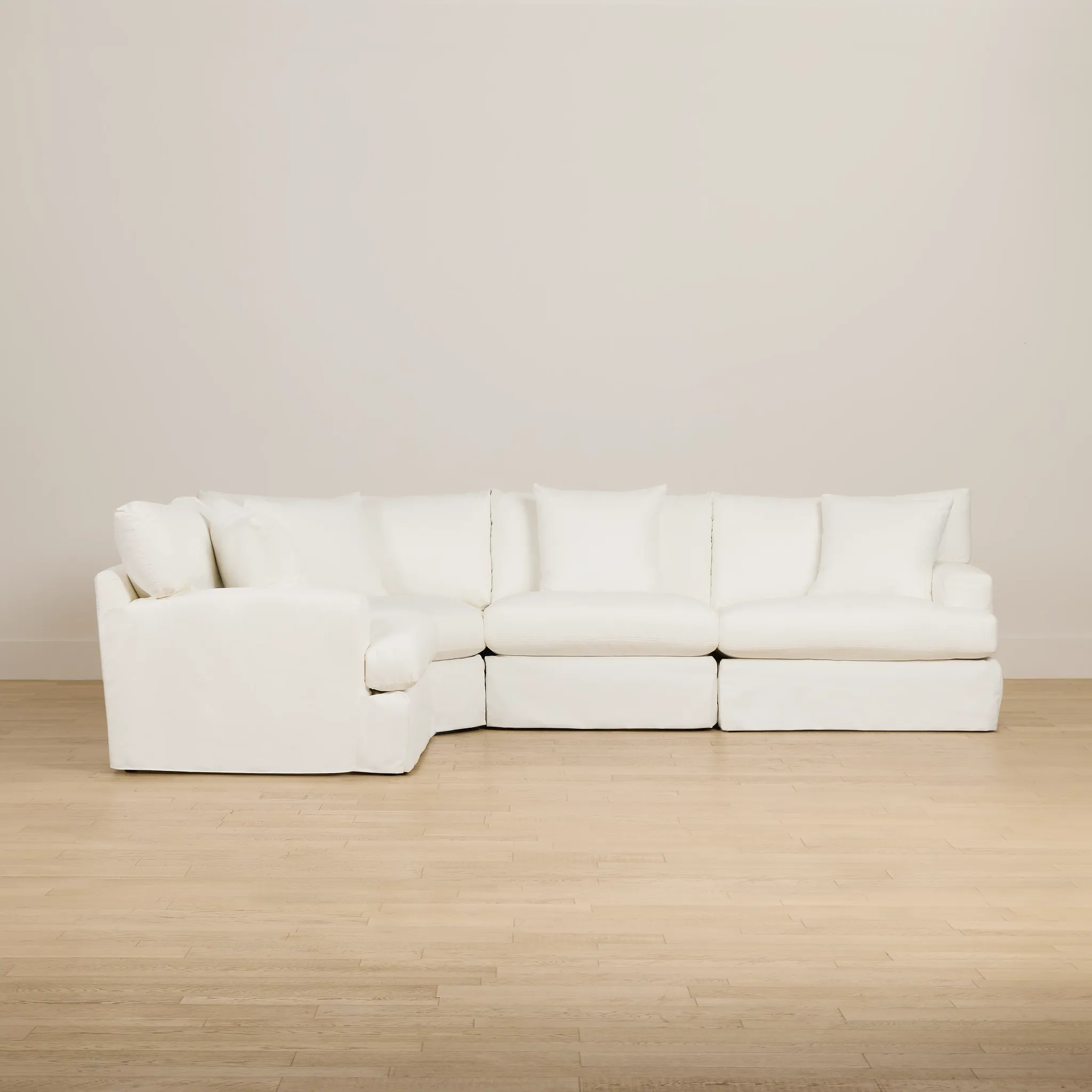 Marren White Fabric Small Two-arm Sectional