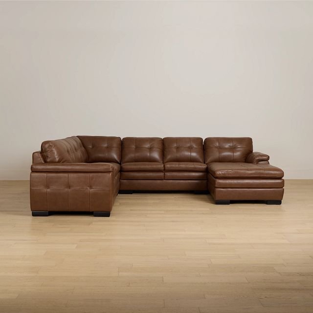 Braden Medium Brown Leather Medium Right Chaise Sectional