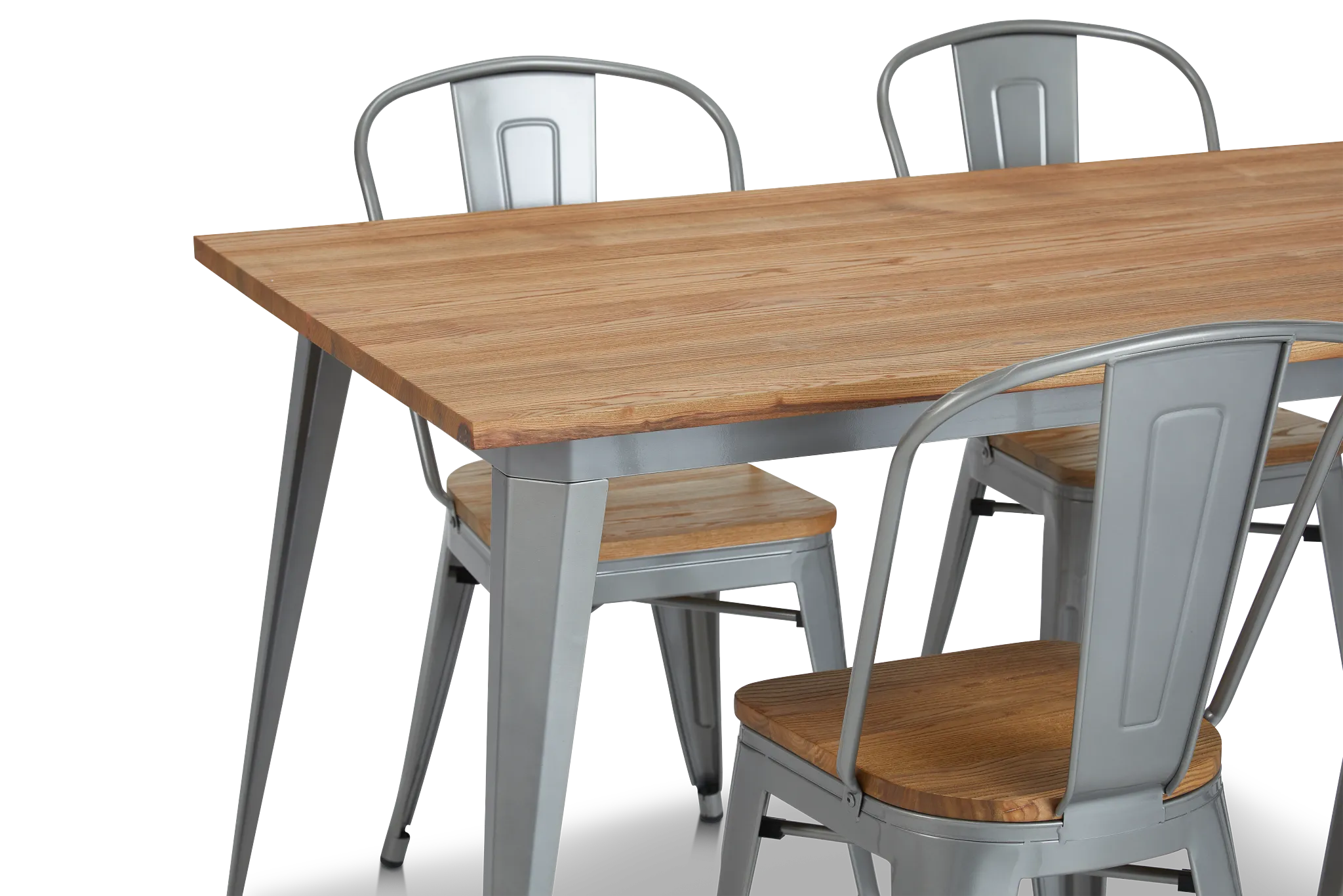 Huntley Light Tone Rect Table & 4 Wood Chairs