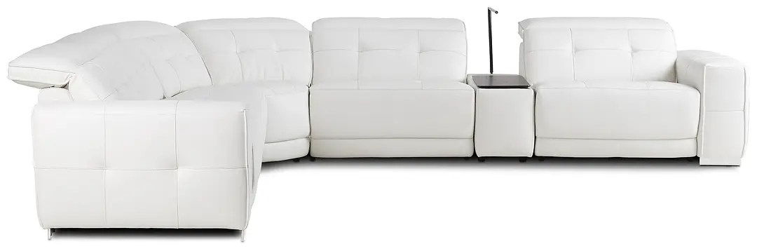 Reva White Leather Medium Dual Power 2-arm Reclining Sectional Reva White Leather Medium Dual Power 2-arm Reclining Sectional