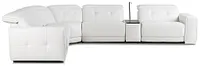 Reva White Leather Medium Dual Power 2-arm Reclining Sectional