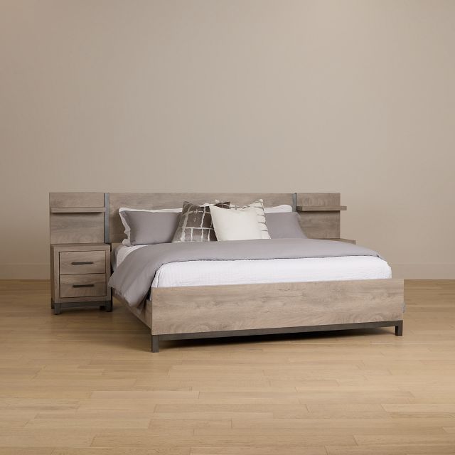 Evanston Gray Spread Bed W/ Two Nightstands