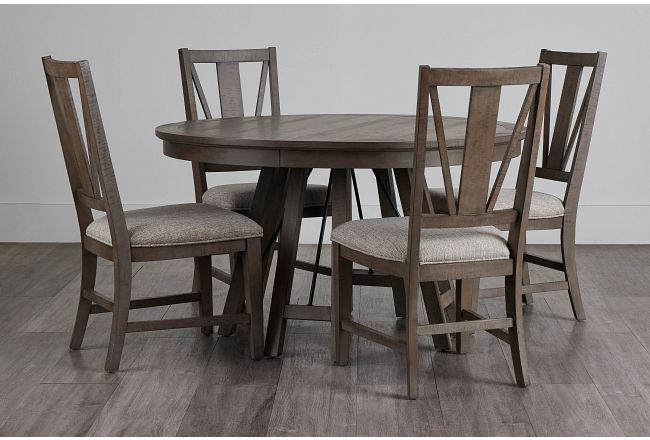 Heron Cove Light Tone Round Table & 4 Wood Chairs