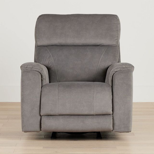 Wells Gray Fabric Power Recliner With Heat And Massage