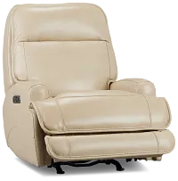 Casey Light Beige Lthr/vinyl Power Rocker Recliner