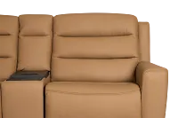 Wilder Brown Leather Large Dual Power Sectional W/refrigerated Console