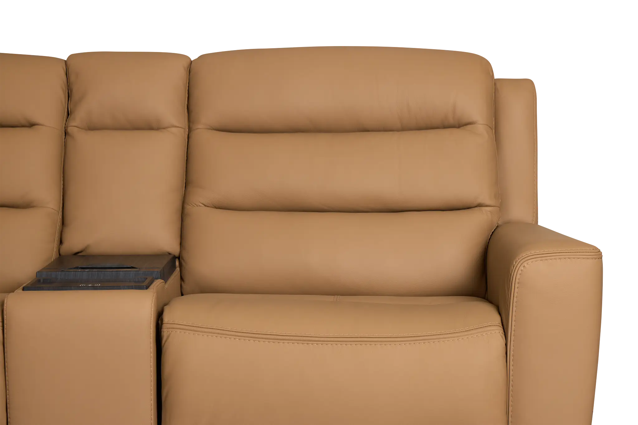 Wilder Brown Leather Large Dual Power Sectional W/refrigerated Console Wilder Brown Leather Large Dual Power Sectional W/refrigerated Console