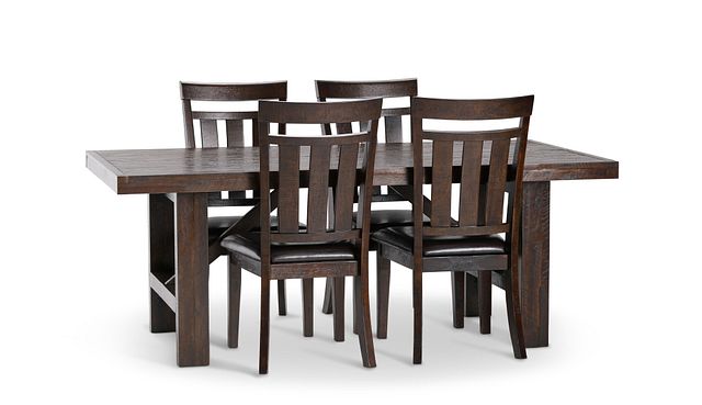 Kona Grove Dark Tone Rect Table & 4 Wood Chairs (2)