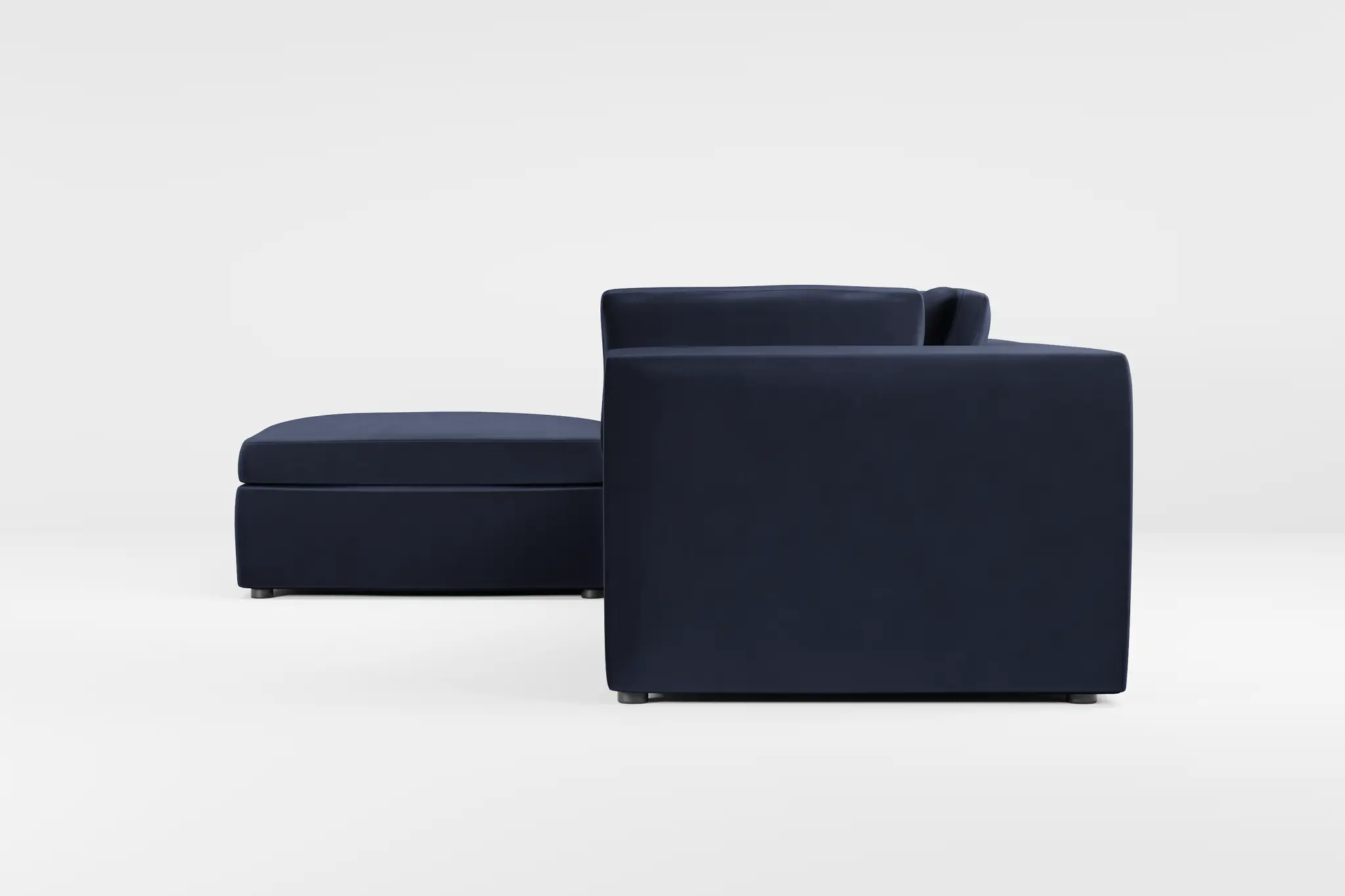 Destin Joya Dark Blue Velvet 4-piece Bumper Sectional Destin Joya Dark Blue Velvet 4-piece Bumper Sectional