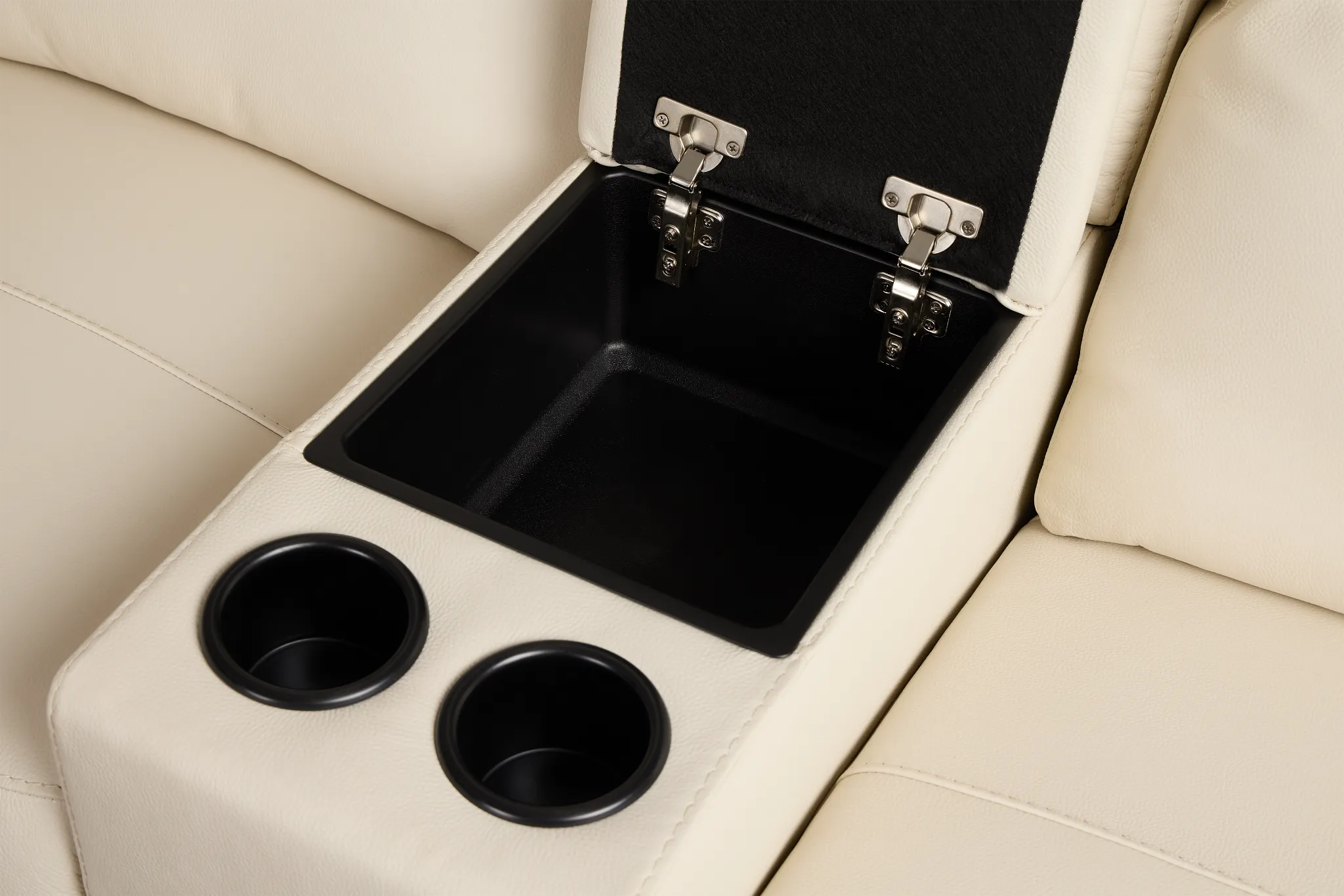 Walker Ivory Lthr/vinyl Large Dual Manually Reclining Two-arm Sectional