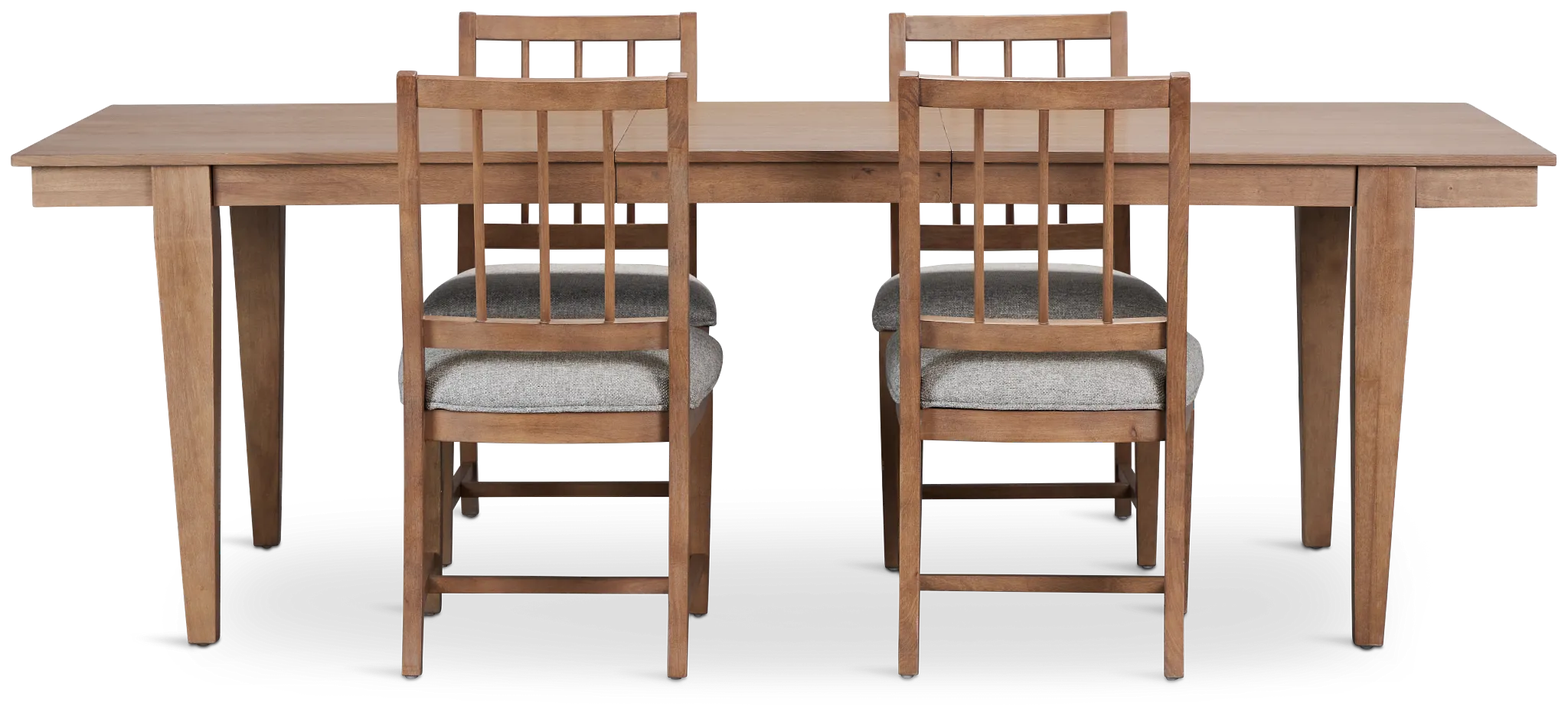 Provo Mid Tone Rect Table & 4 Gray Upholstered Chairs