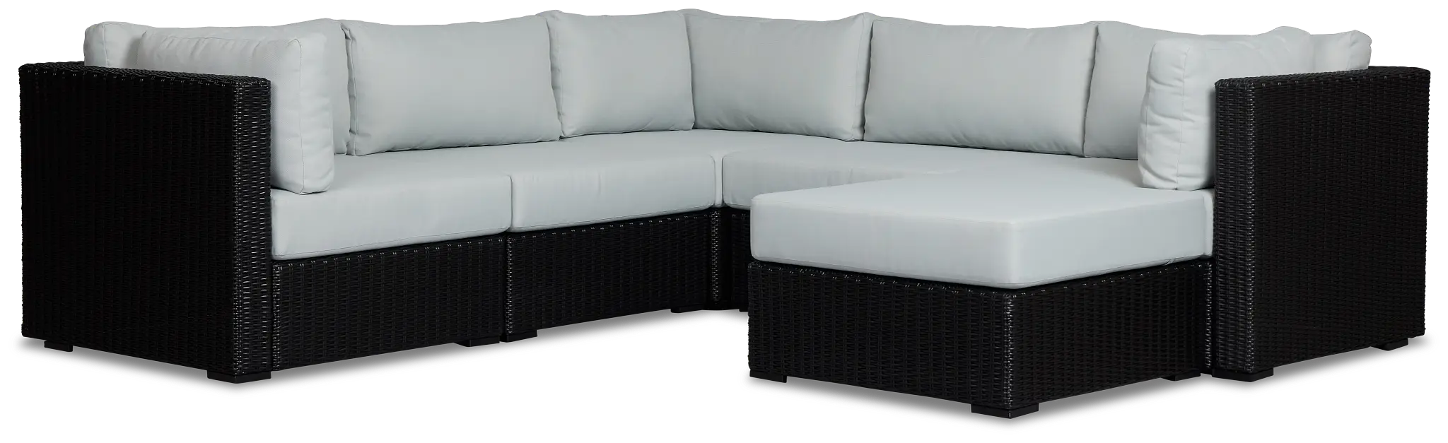Montecito Black 6-piece Modular Sectional With Light Blue Cushions Montecito Black 6-piece Modular Sectional With Light Blue Cushions