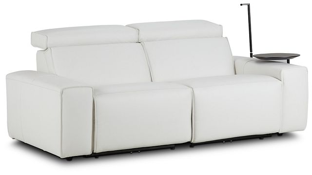 Carmelo White Leather Power Reclining Sofa With Right Table (0)