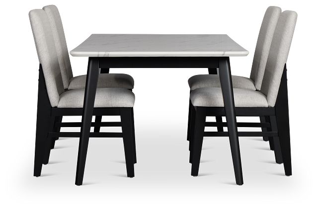 Riverdale Black Rectangular Table & 4 Upholstered Chairs