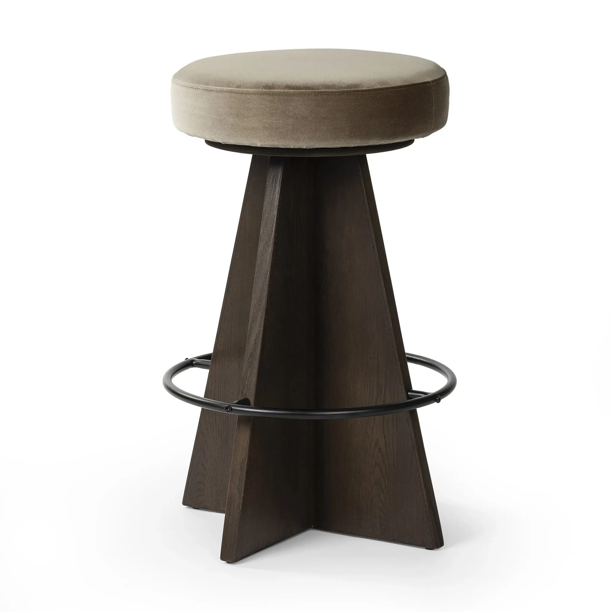 Stam Taupebackless 24" Upholstered Swivel Barstool