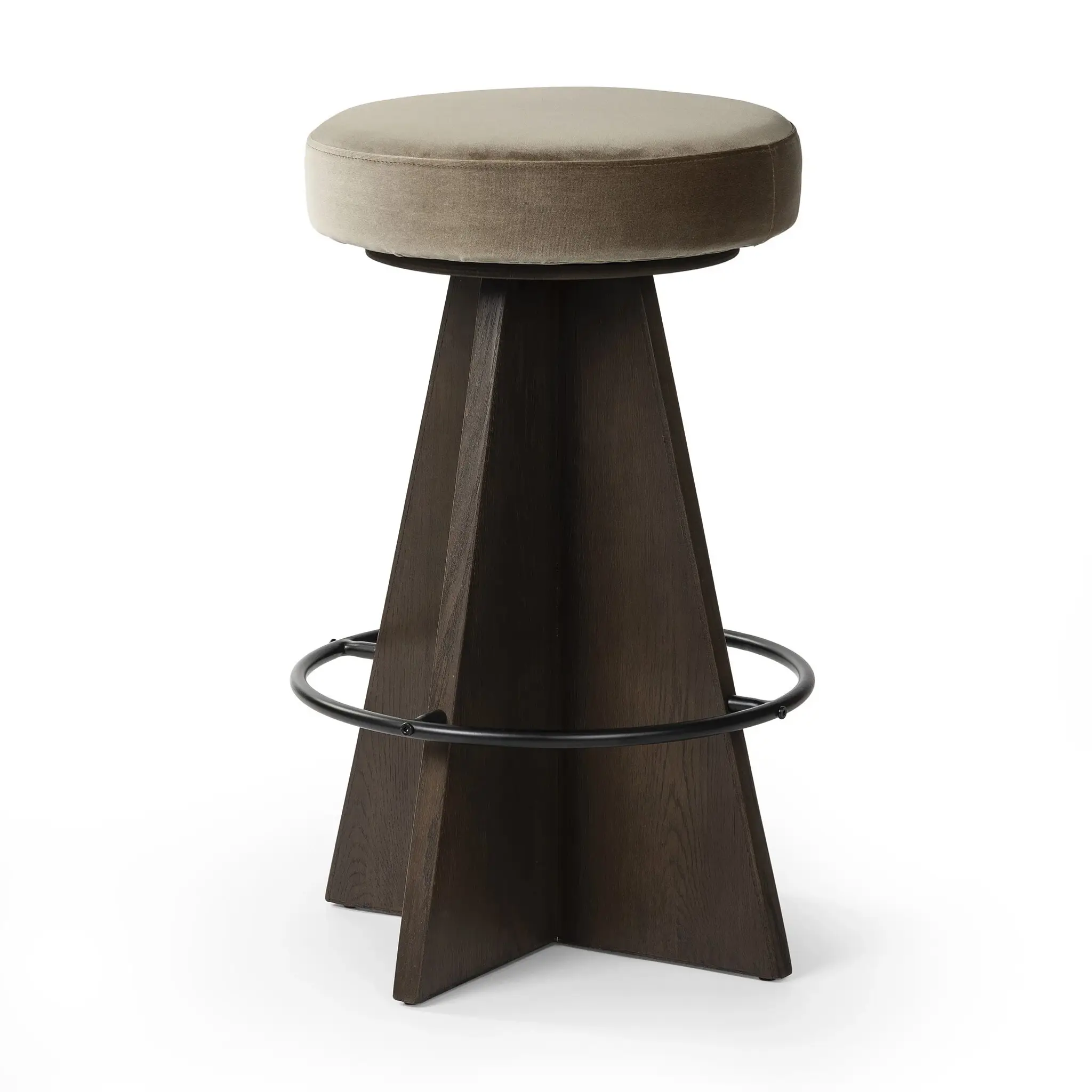 Stam Taupebackless 24" Upholstered Swivel Barstool Stam Taupebackless 24" Upholstered Swivel Barstool
