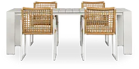 Sunrise White 86" Rectangular Table & 4 Aluminum Arm Chairs