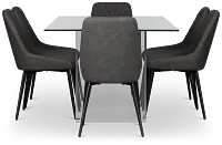 Avondale Glass Rect Table With 6 Upholstered Side Chairs