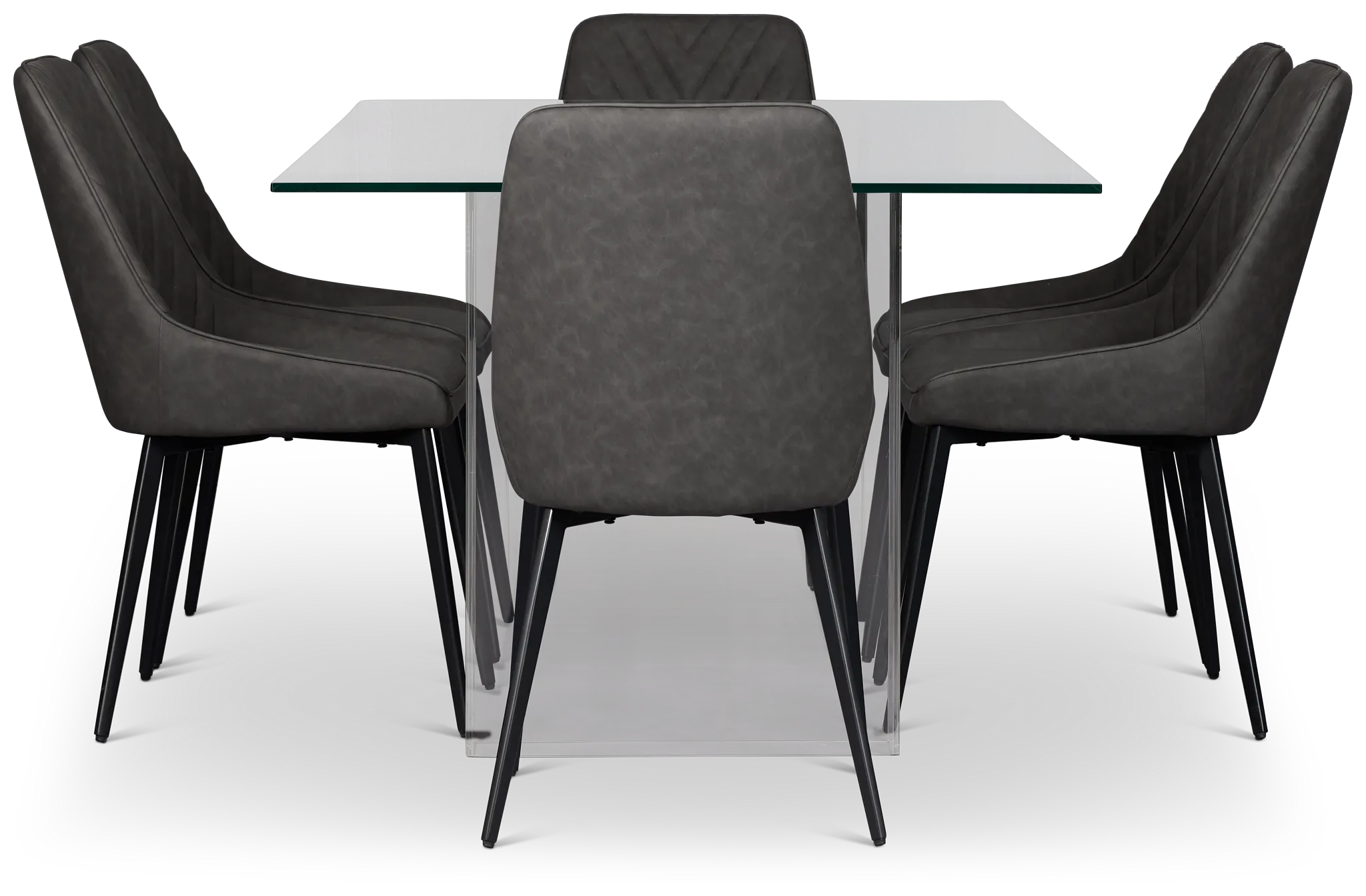 Avondale Glass Rect Table With 6 Upholstered Side Chairs