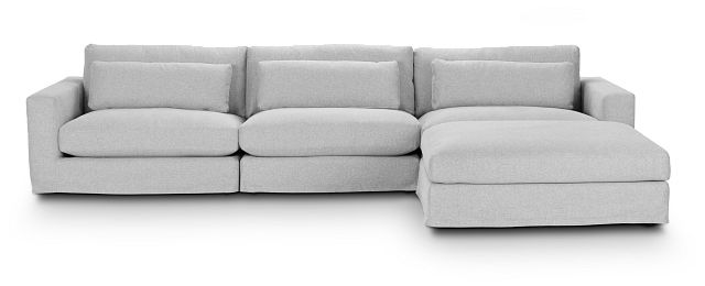 Cozumel Light Gray Fabric 4-piece Chaise Sectional (2)
