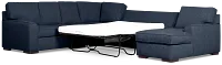Sinclair Dark Blue Fabric Right Chaise Memory Foam Sleeper Sectional
