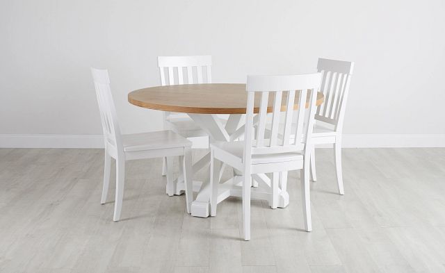 Nantucket Two-tone Light Tone Round Table & 4 White Chairs (0)