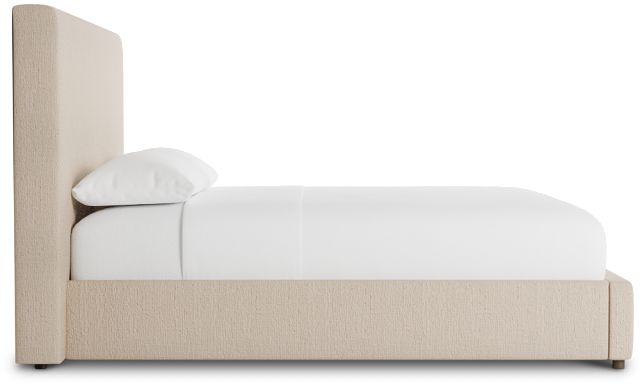 Grayton Linen Beige 54" Upholstered Platform Bed
