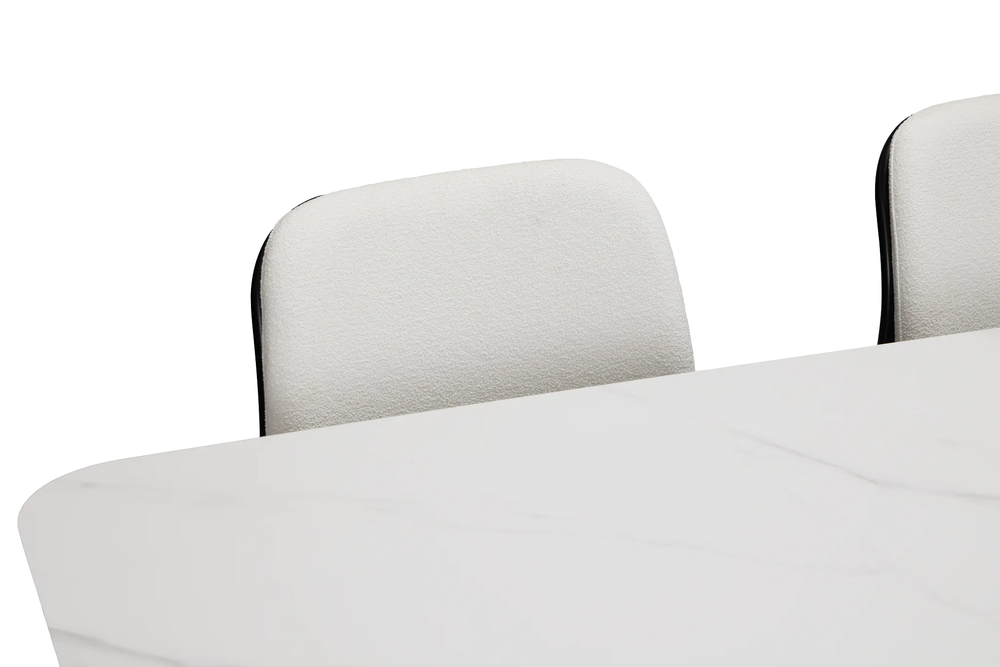 Palos White Rect Table & 4 White Upholstered Chairs