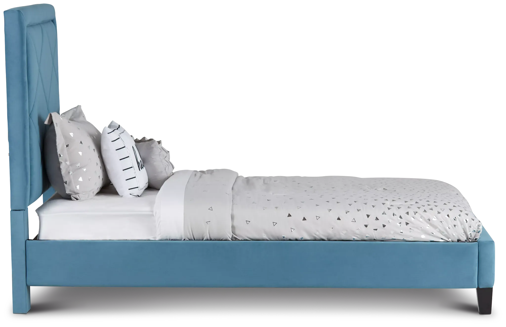 Collin Blue Velvet Platform Bed