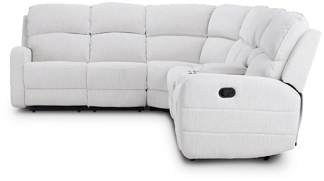 Piper Light Beige Fabric Large Dual Reclining Sectional With Right Console