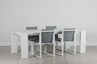 Linear White 87" Aluminum Table & 4 Sling Side Chairs