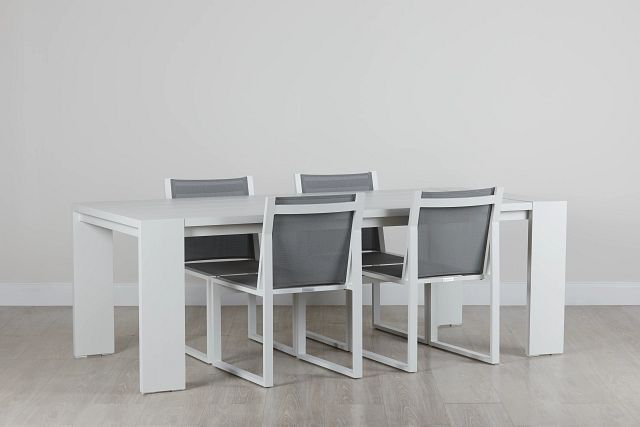 Linear White 87" Aluminum Table & 4 Sling Side Chairs (0)