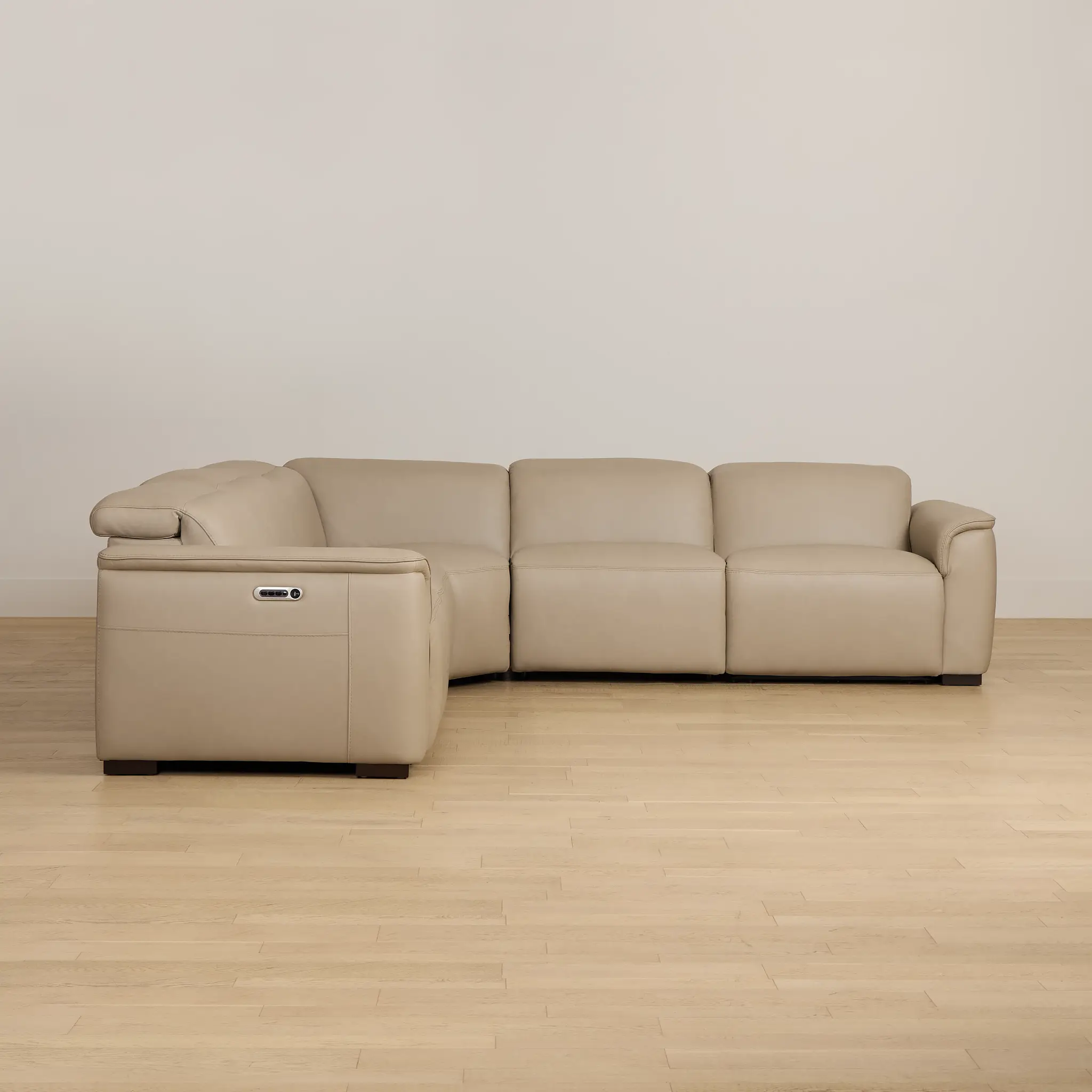 Flexsteel Brodie Taupe Lthr/vinyl Small Triple Power Reclining Two-arm Sectional Flexsteel Brodie Taupe Lthr/vinyl Small Triple Power Reclining Two-arm Sectional