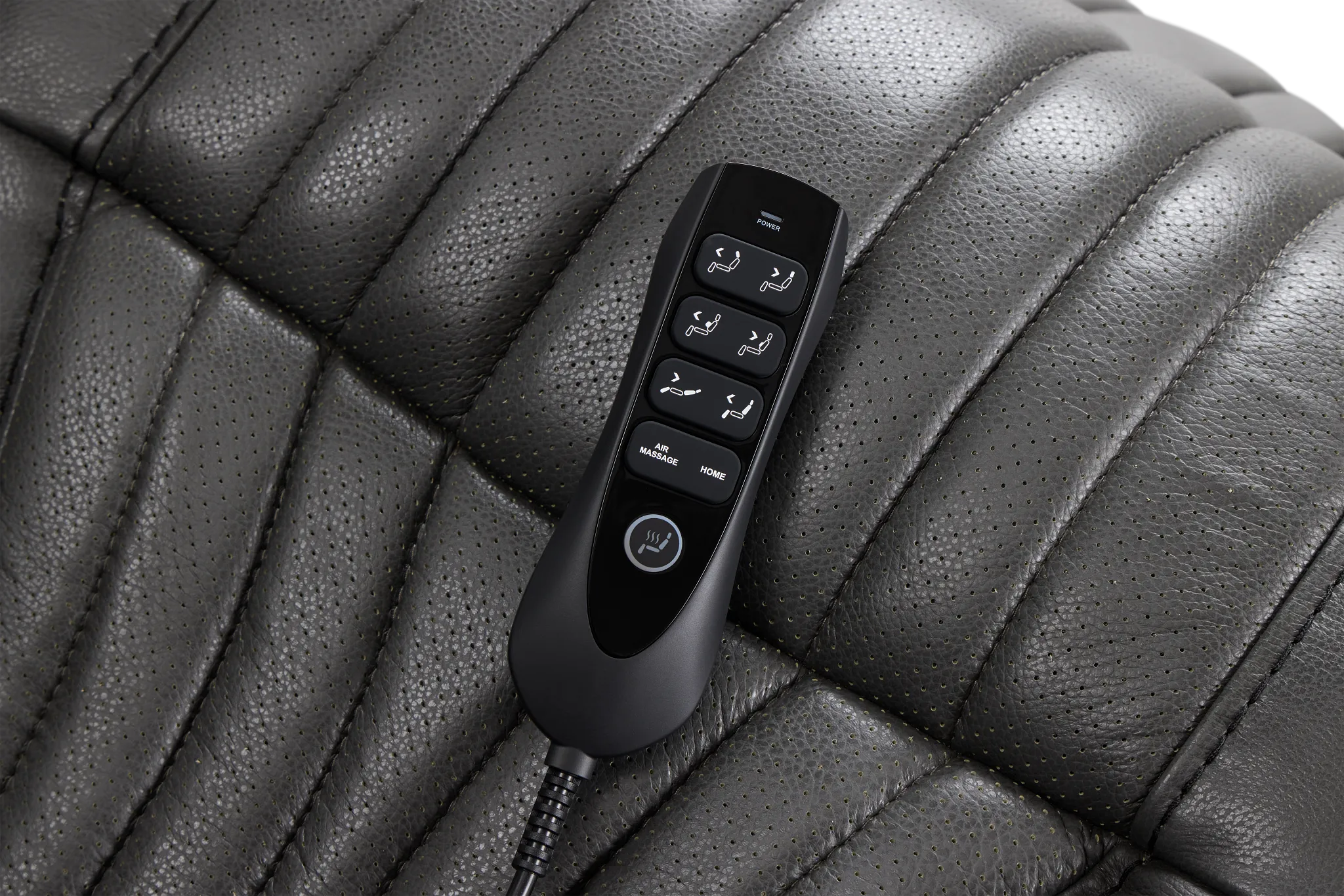 Nova Dark Gray Lthr/vinyl Medium 2-arm Triple Power Massage Sectional