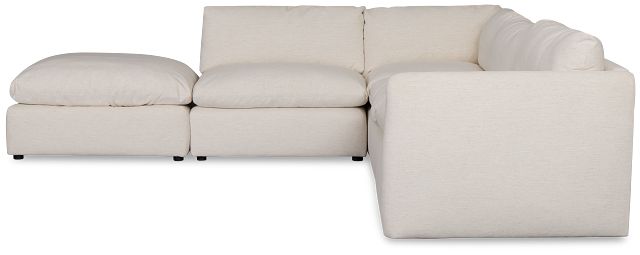 Serena White Fabric 5-piece Right Facing Bumper Sectional
