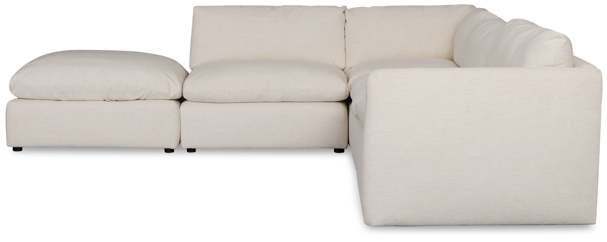 Serena White Fabric 5-piece Right Facing Bumper Sectional