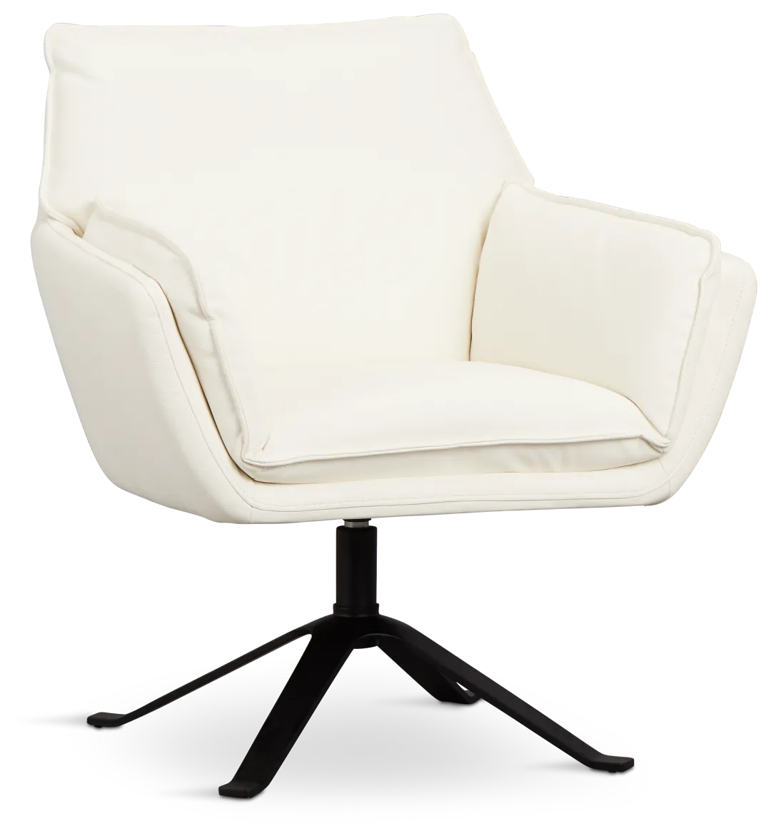Farley White Micro Swivel Accent Chair