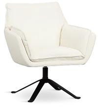 Farley White Micro Swivel Accent Chair
