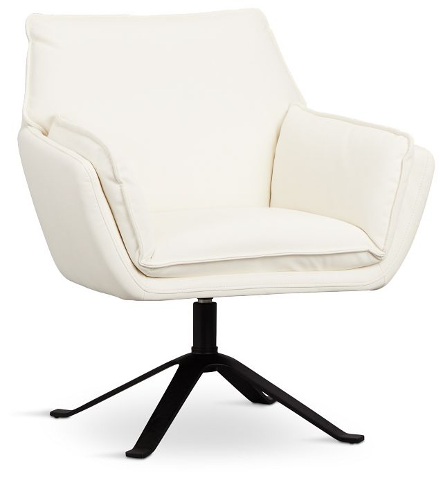 Farley White Micro Swivel Accent Chair