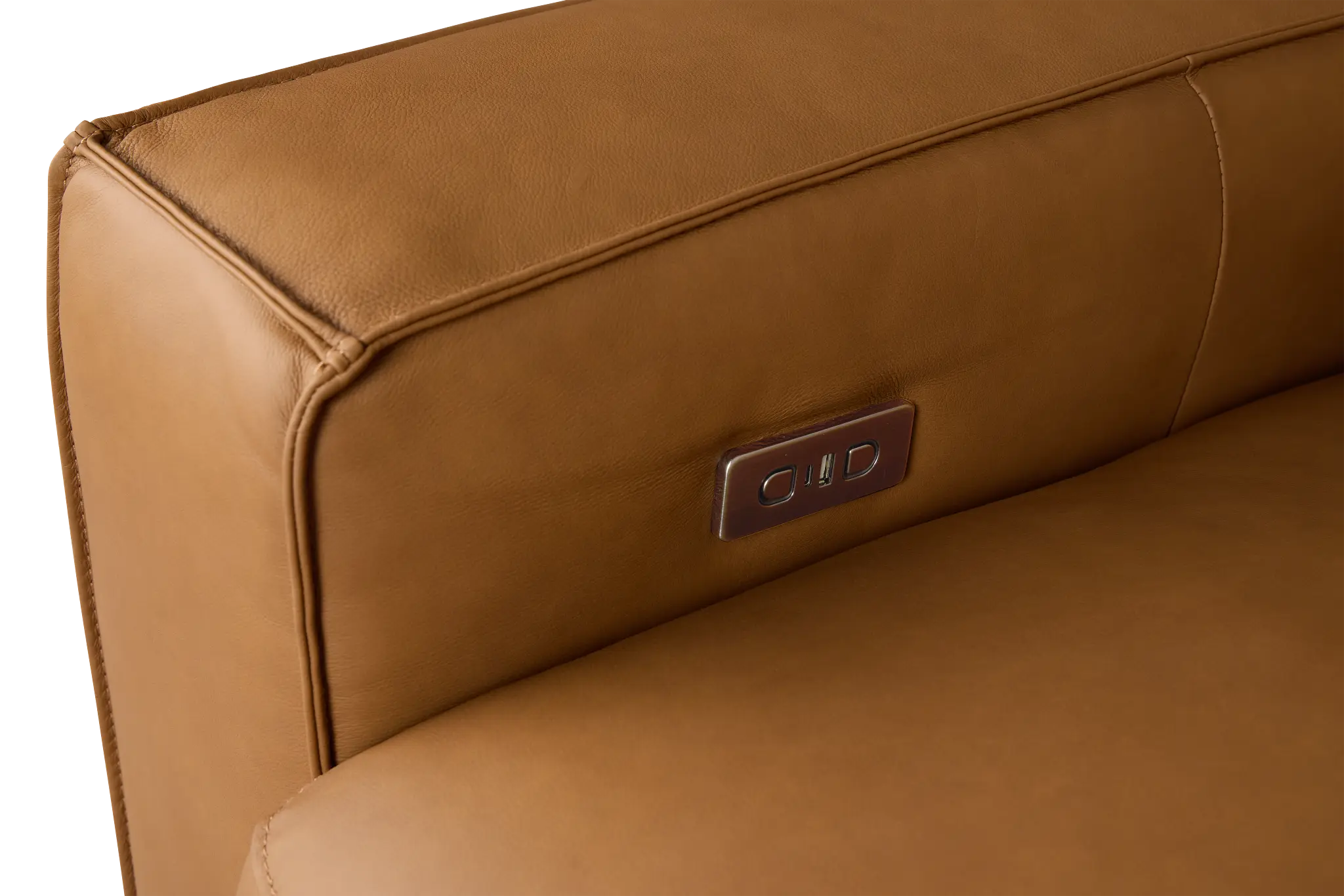 Rudy Brown Lthr/vinyl Medium Dual Power Right Extension Chaise Sectional Rudy Brown Lthr/vinyl Medium Dual Power Right Extension Chaise Sectional