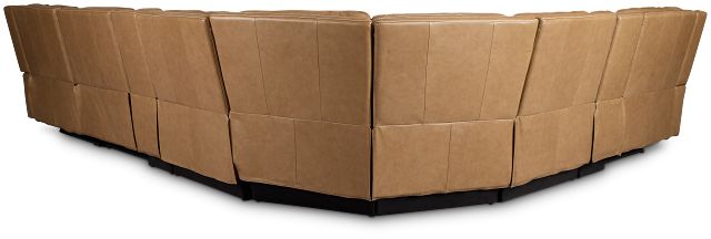 Jasper Light Brown Leather Large Triple Power Reclining Two-arm Sectional