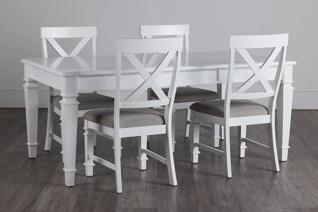 Marina White Table & 4 Wood Chairs