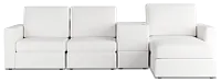 Citymod White Fabric Small Right Chaise Sectional With Media Console