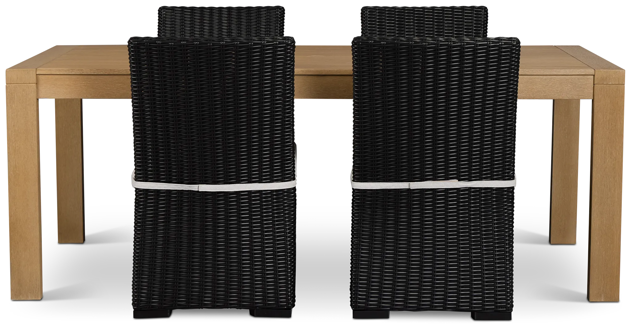 Montecito Mid Tone Rectangular Table & 4 Light Beige Cushioned Chairs